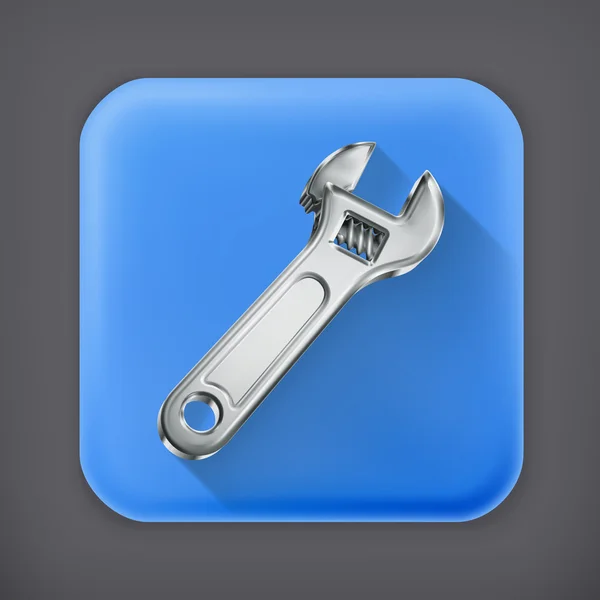 Adjustable wrench, long shadow vector icon — Stock Vector