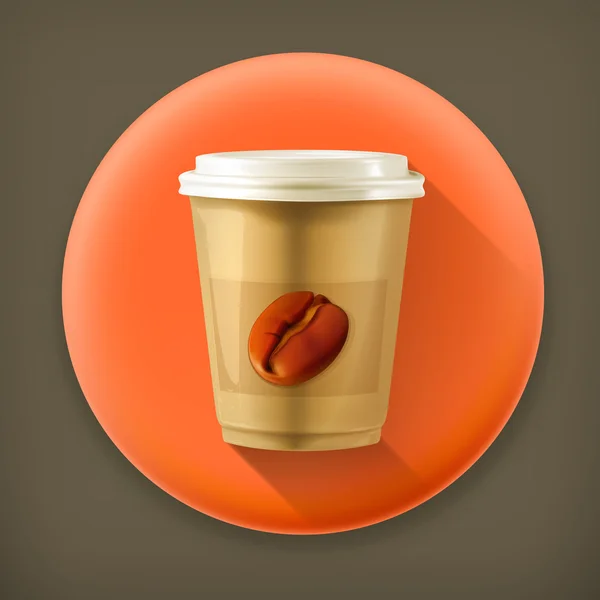 Tasse en papier café, icône vectorielle longue ombre — Image vectorielle