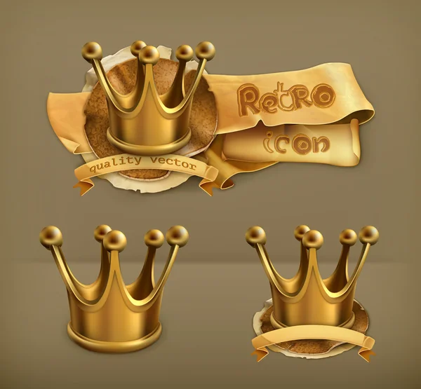 Corona de oro, icono de vector — Vector de stock
