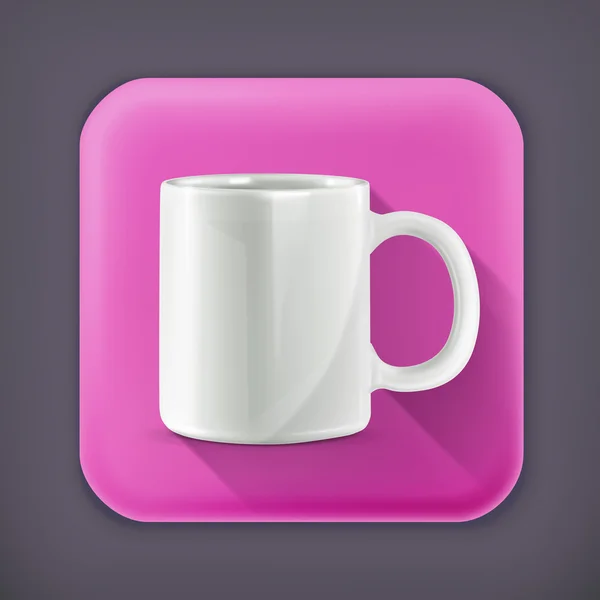 Taza blanca, icono de vector de sombra larga — Vector de stock