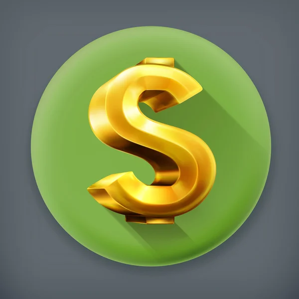 Dollarteken, lange schaduw vector pictogram — Stockvector