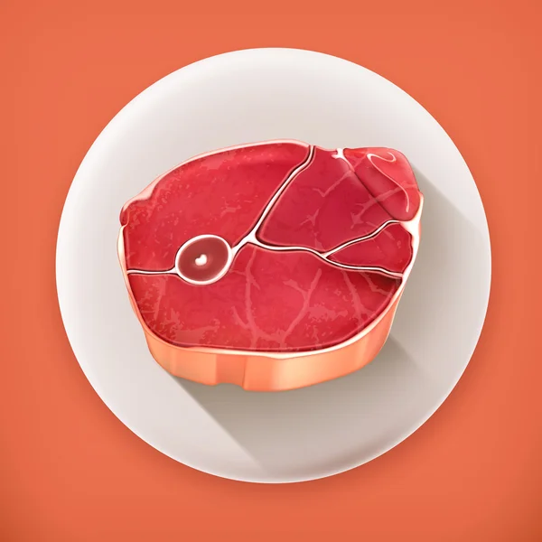 Steak Fleisch, lange Schatten Vektor Symbol — Stockvektor