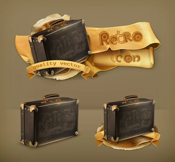 Старый чемодан, икона ретро-вектора — стоковый вектор