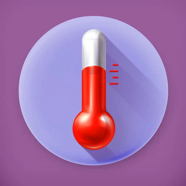 Thermometer, lange schaduw vector pictogram — Stockvector