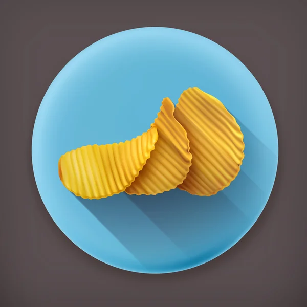 Patatas chips largo sombra vector icono — Vector de stock