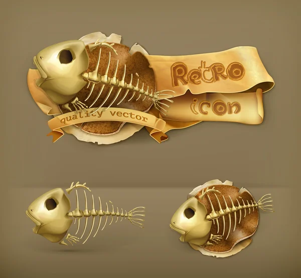 Εικονίδιο φορέα σκελετού ψαριών — Διανυσματικό Αρχείο