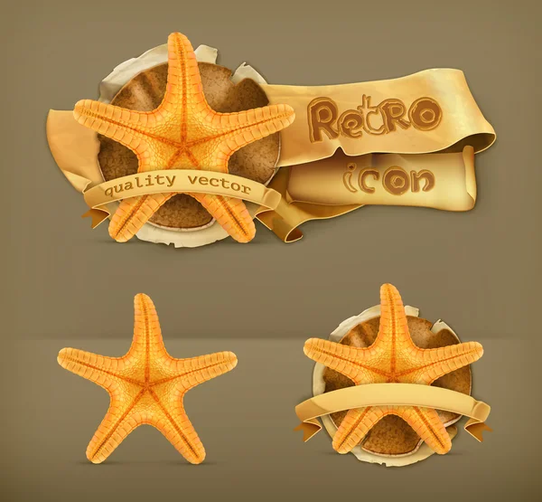 Starfish retro vector icon — Stock Vector