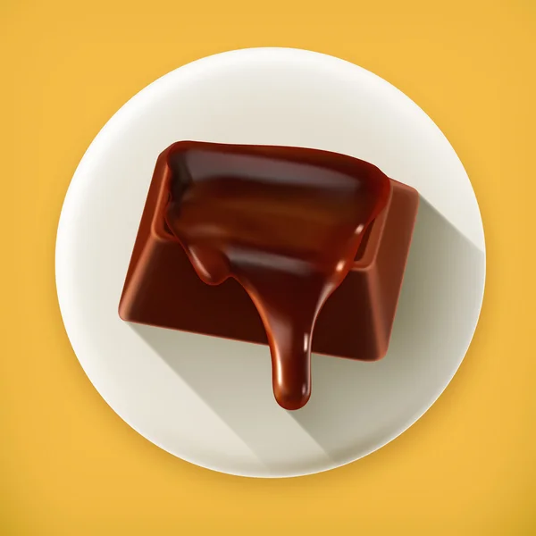 Chocolate, icono largo vector sombra — Vector de stock