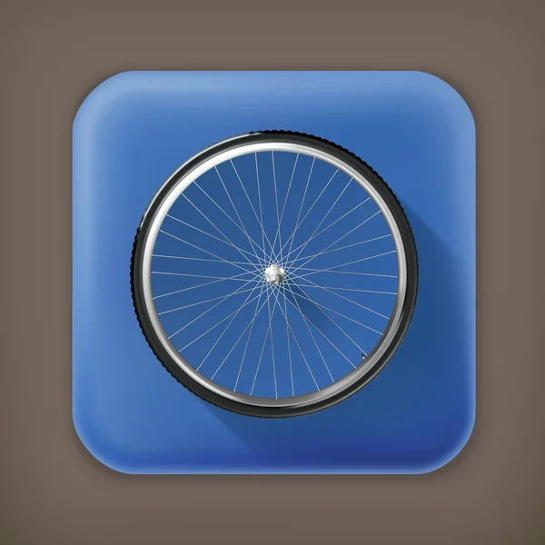 Bicycle wheel, long shadow vector icon — Stock Vector