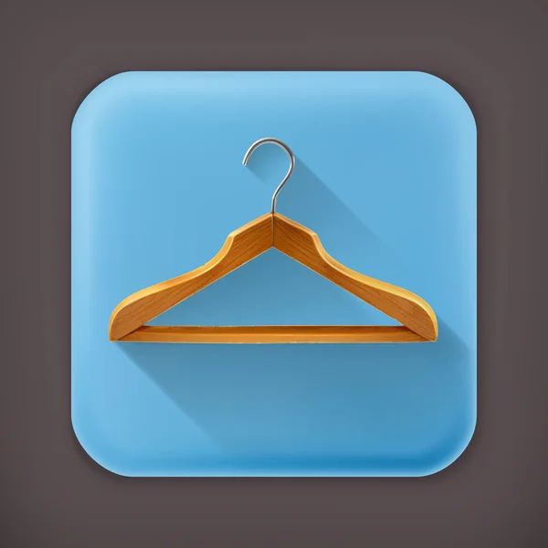 Wooden clothes hangers, long shadow icon — Stock Vector