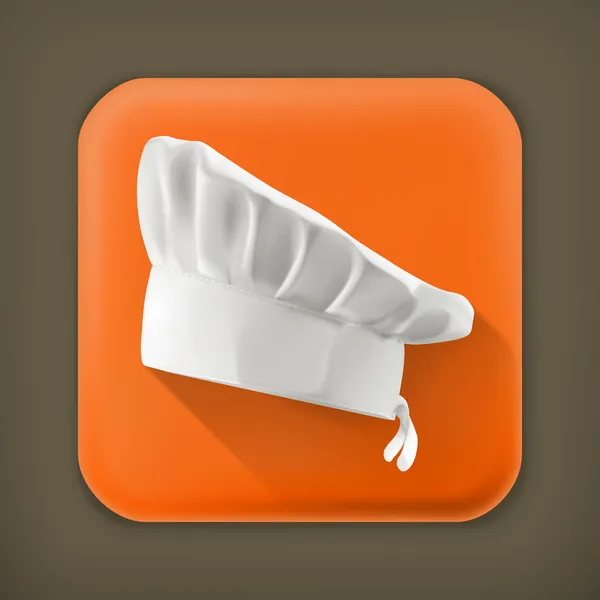 Cappello da chef, icona vettoriale a lunga ombra — Vettoriale Stock