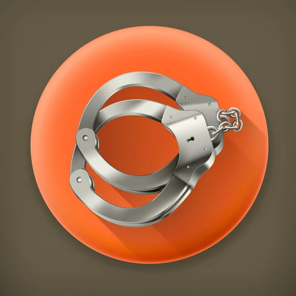 Handcuffs long shadow vector icon — Stock Vector