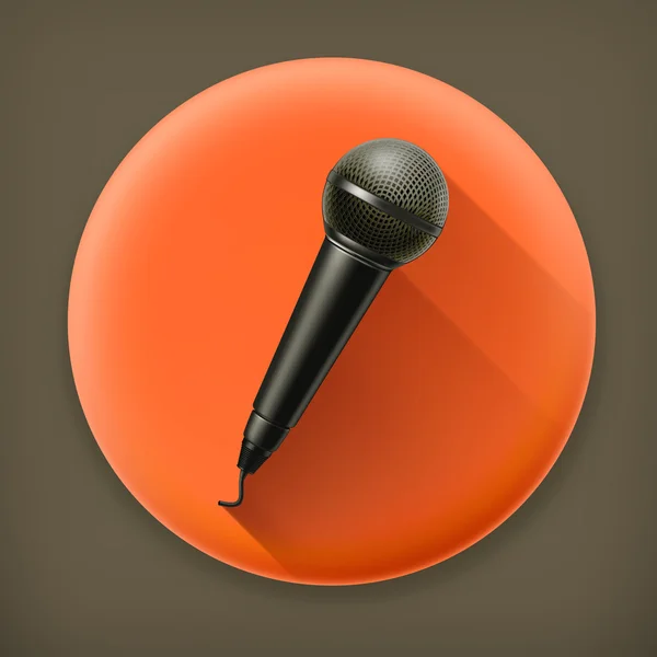 Microphone long shadow vector icon — Stock Vector