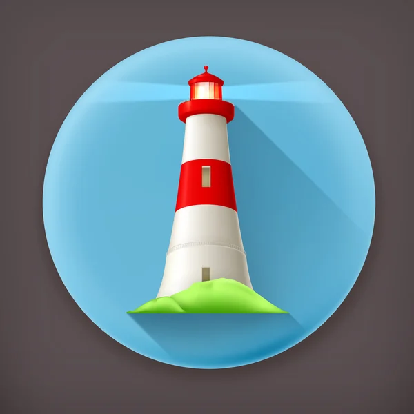 Lighthouse long shadow vector icon — Stock Vector