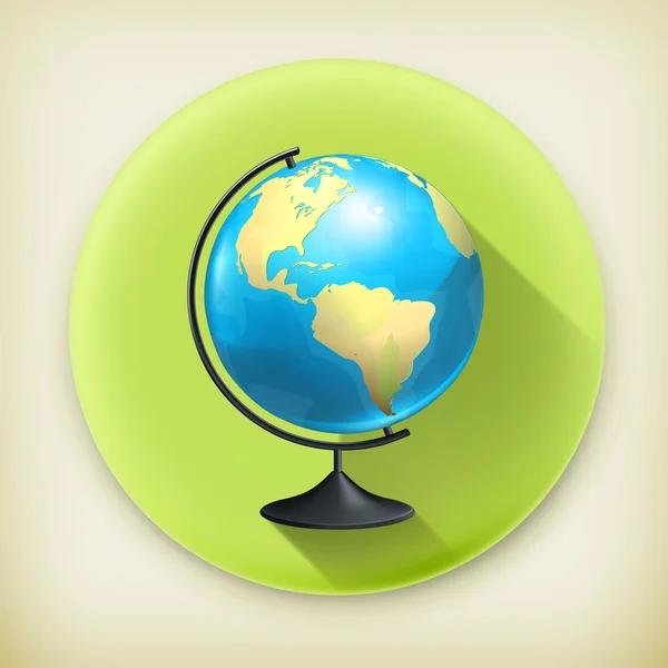 School globe, long shadow vector icon — Stock Vector