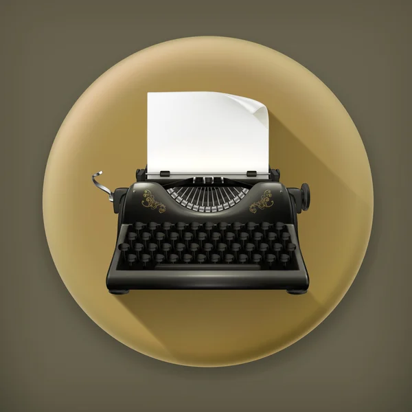 Máquina de escribir icono largo vector sombra — Vector de stock