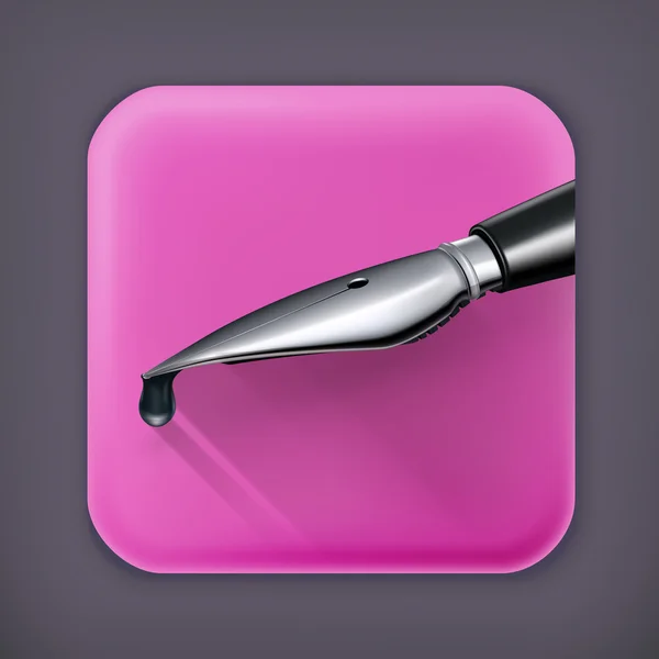 Pluma de tinta, icono de vector de sombra larga — Vector de stock