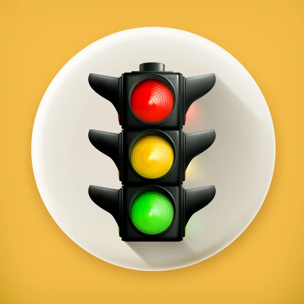 Traffic lights, long shadow vector icon — Stock Vector