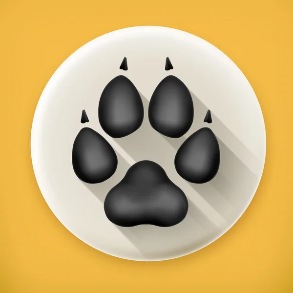 Pata de perro, icono largo vector sombra — Archivo Imágenes Vectoriales