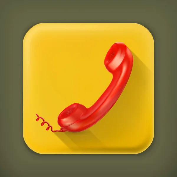 Red Handset, long shadow vector icon — Stock Vector