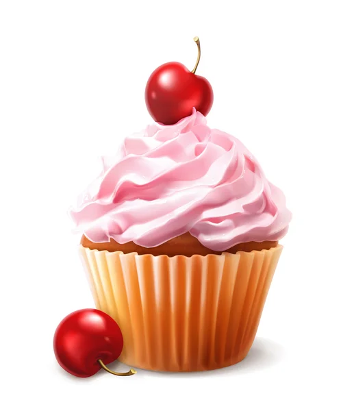 Cherry cupcake, vector — Stockvector