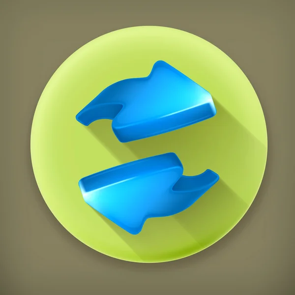 Blue arrows long shadow vector icon — Stock Vector