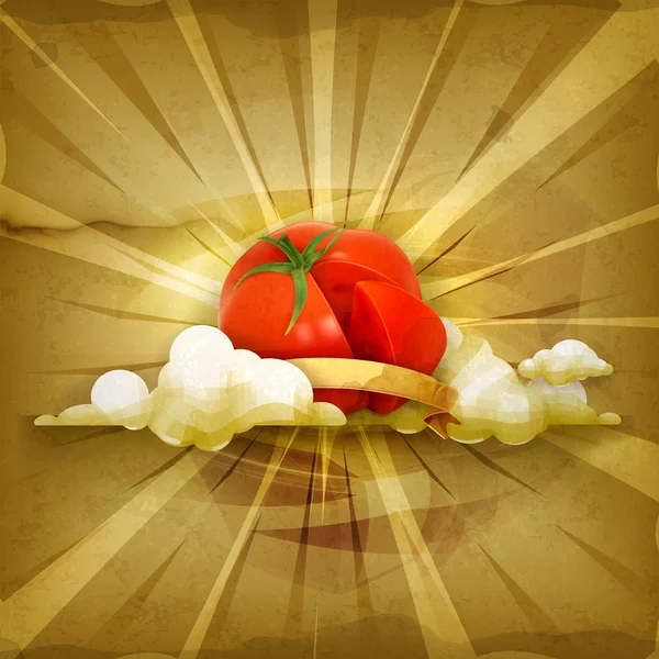 Tomate, fond vectoriel à l'ancienne — Image vectorielle