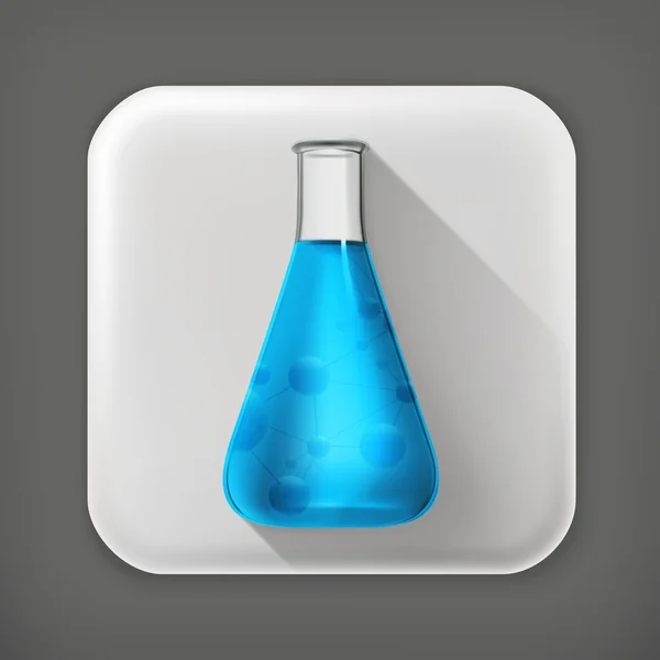 Laboratory flask, long shadow vector icon — Stock Vector