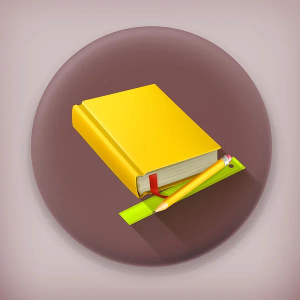 Schoolbook long shadow vector icon — Stock vektor