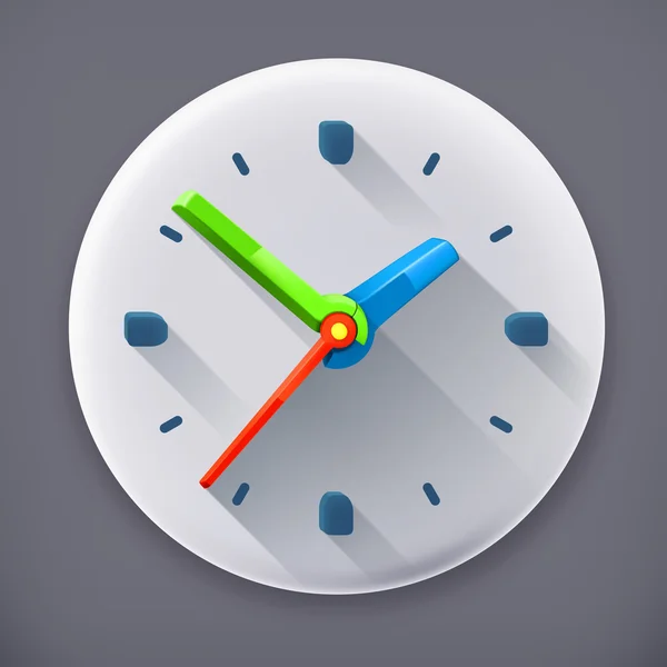 Clock, long shadow vector icon — Stock Vector