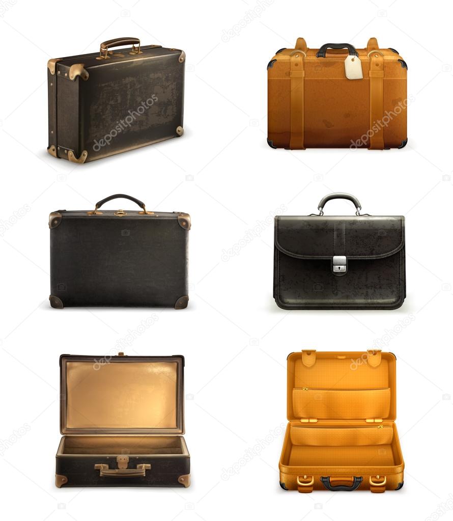 Old suitcase vector set