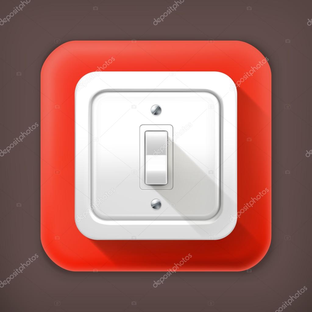 Light switch, long shadow vector icon