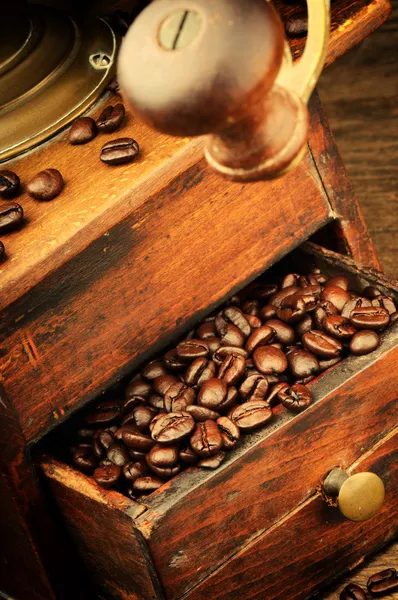 Vintage wooden coffee mill grinder — Stock Photo, Image