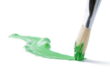 Artist brush and hand drawn green line clipart
