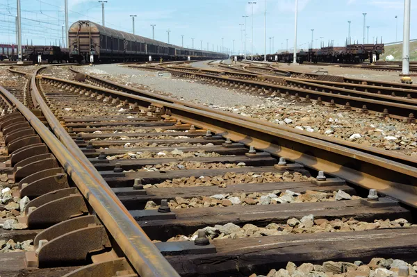 Junção ferroviária enferrujada — Fotografia de Stock