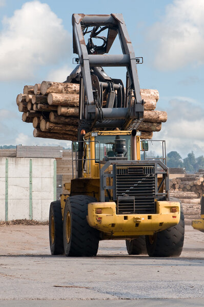 Skidder hauling logs