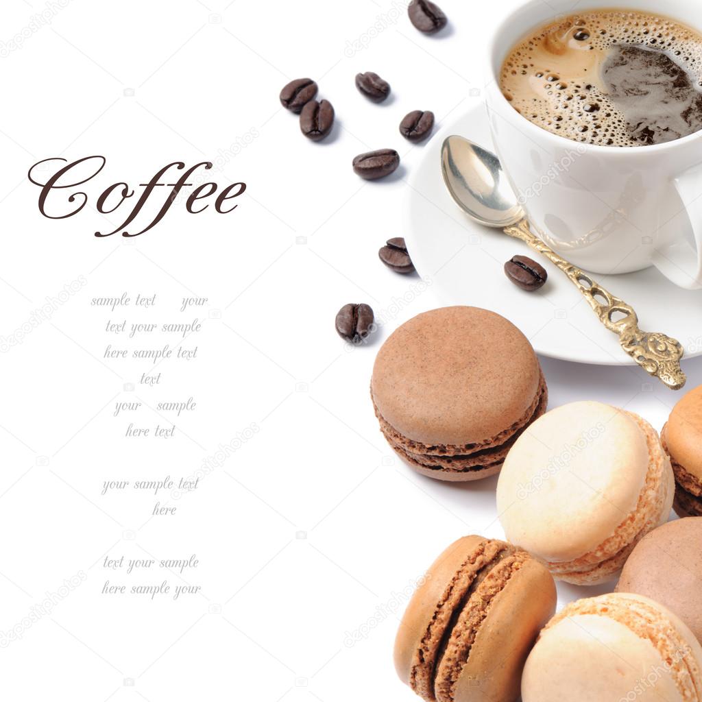 Coffee and French macaroons