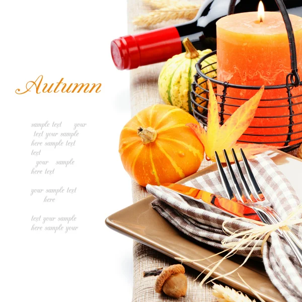 kabaklar ve mum ile Şükran Tablo ayarı