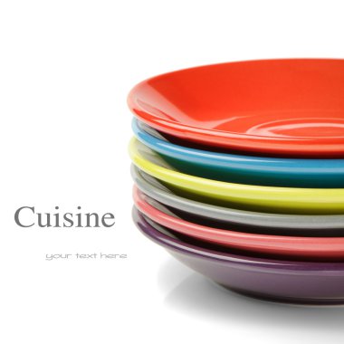 Stack of colorful plates clipart