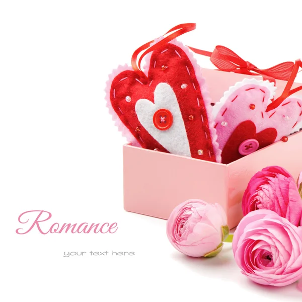 ギフト用の箱の 2 つのバレンタインの心 ロイヤリティフリーのストック画像