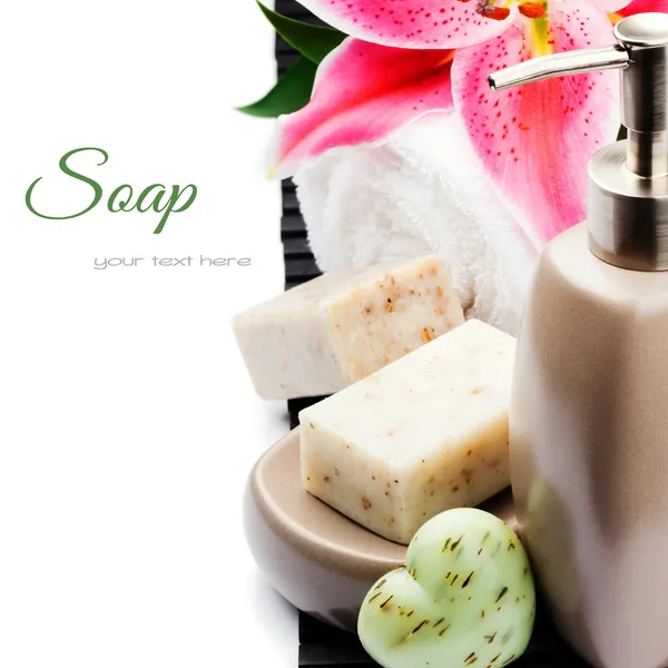 Organic soap and towel — Stock Photo, Image