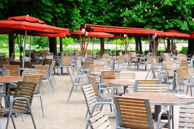 Cafe terrace in Tuileries Garden, Paris clipart