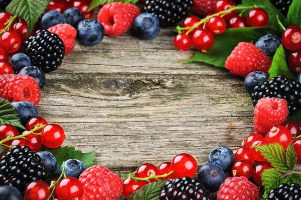 Літня рамка зі свіжими барвистими ягодами — стокове фото