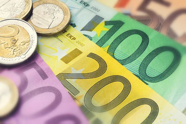 Eurobankbiljetten en -munten — Stockfoto