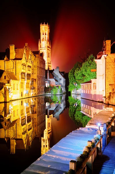 Vista noturna de Bruges, Bélgica — Fotografia de Stock