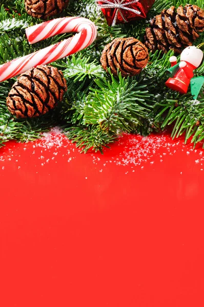 Ramas de árbol de Navidad con conos de pino —  Fotos de Stock