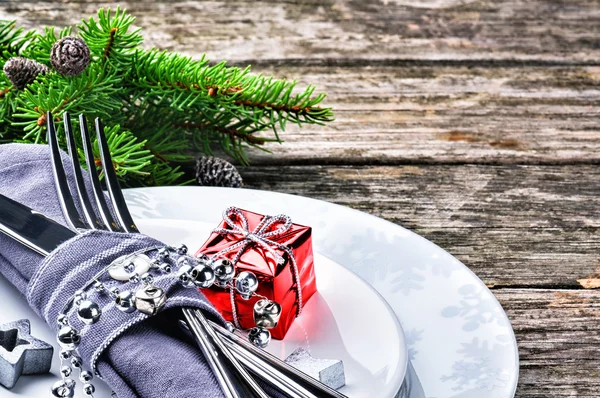 Kerst tafel dekken — Stockfoto