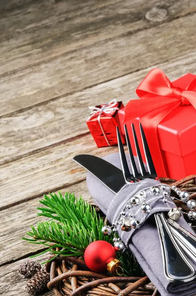 Kerst tafel dekken — Stockfoto