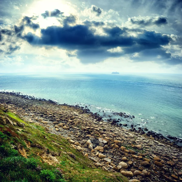 Rocky coast of North Sea, France — Stock Photo, Image