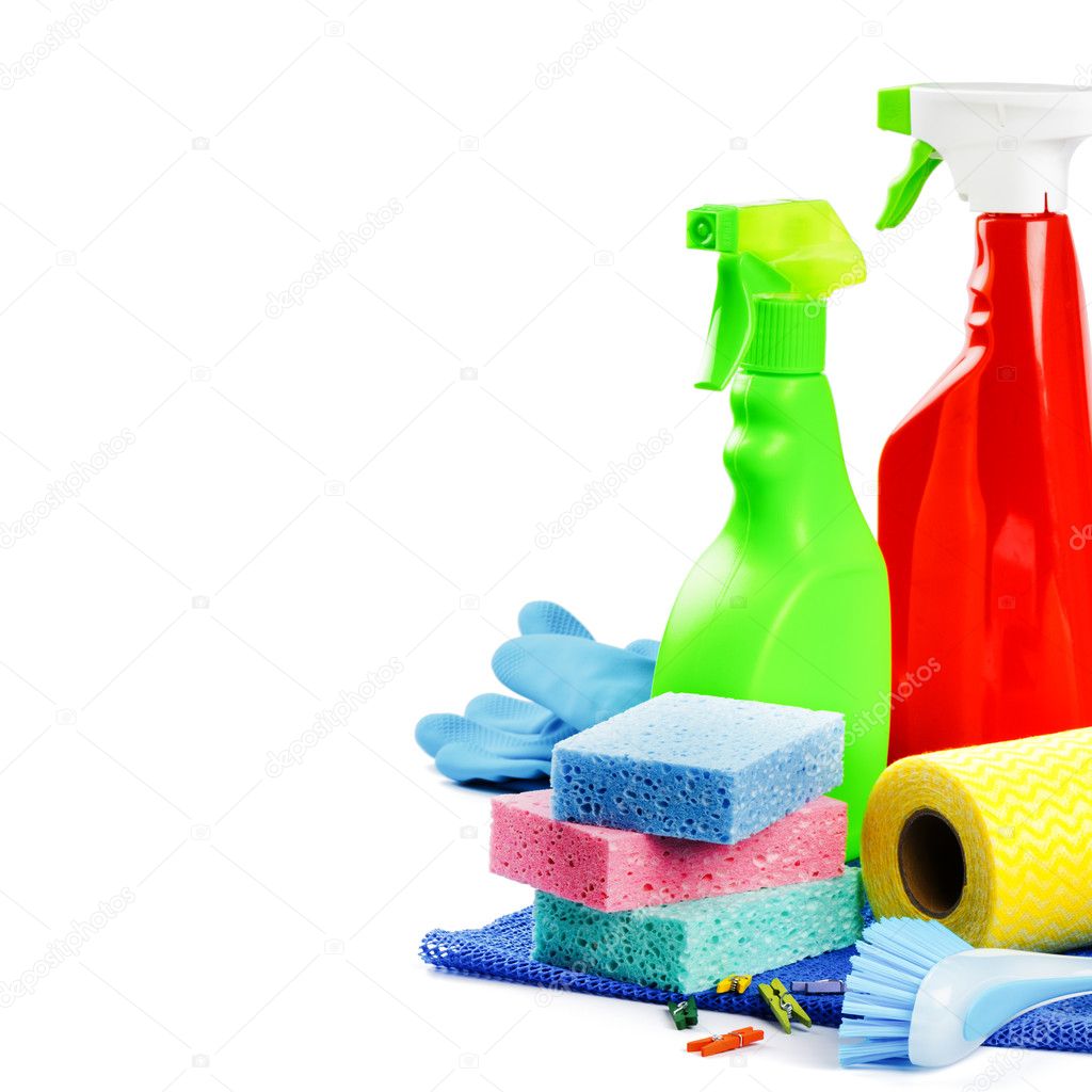 Colorful cleaning products